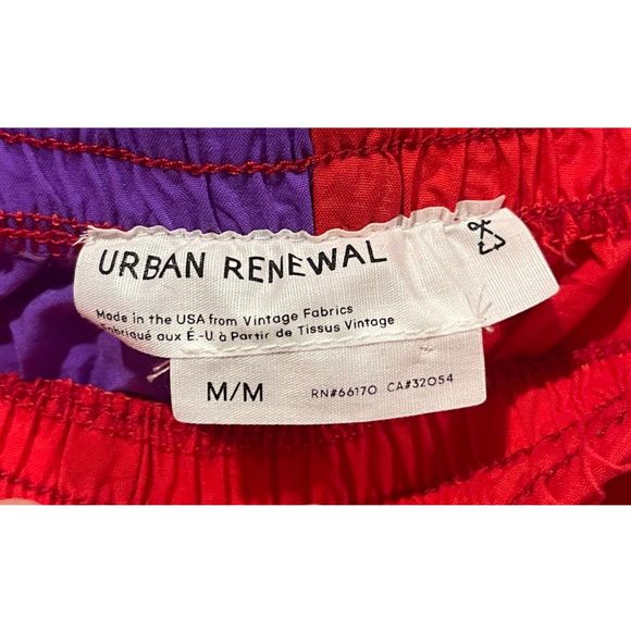 URBAN RENEWAL Red Purple Colorblock Reworked Shorts - Picture 5 of 7